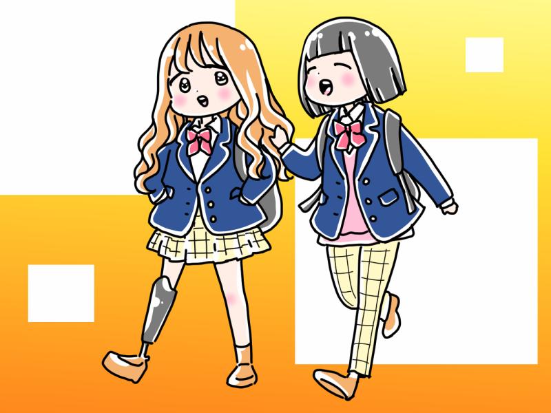 スカートの制服とパンツの制服の女の子